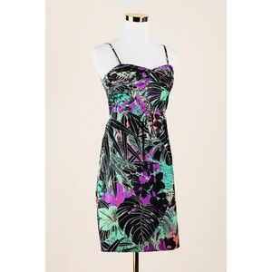 Sz 0 Anthropologie Edmé Esyllte Strapless Multicolor Jungle Print Mini Dress EUC
